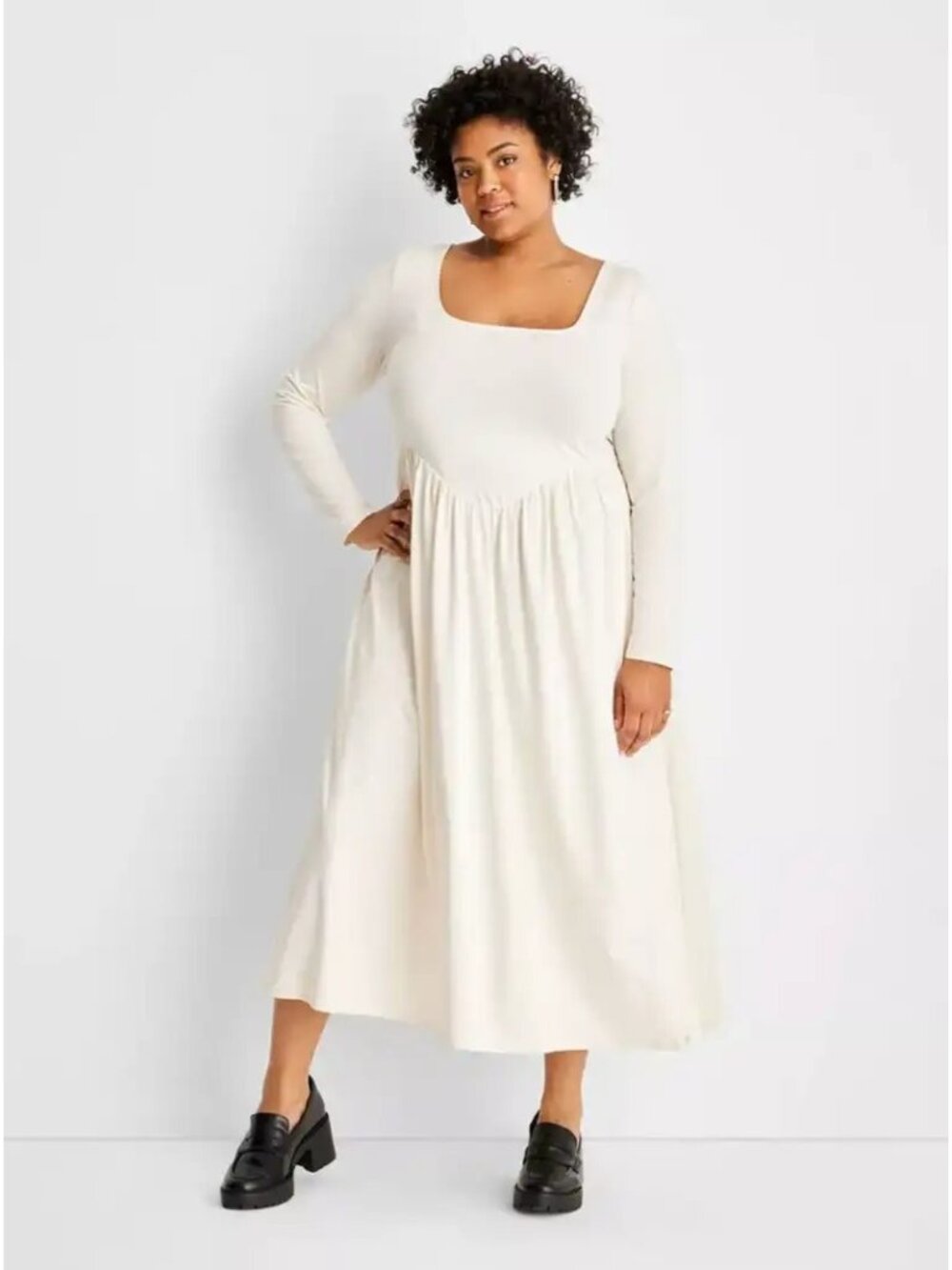Future Collective Reese Blutstein Midi Sweater Dress Size 4X Ivory Off White NEW
